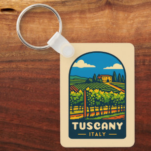 Retro Vintage Reizen Toscane Italië Wijngaard Sleutelhanger