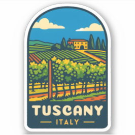 Retro Vintage Reizen Toscane Italië Wijngaard Sticker
