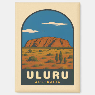 Retro Vintage Reizen Uluru Australië Landschap Magneet