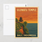 Retro Vintage Reizen Uluwatu Tempel Bali Kust Briefkaart (Voorkant / Achterkant)