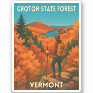 Retro Vintage Reizen Vermont Groton State Forest Sticker