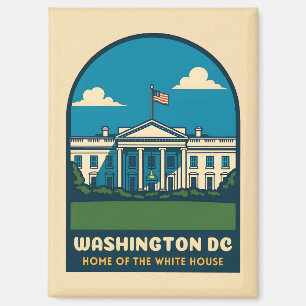 Retro Vintage Reizen Witte Huis Washington DC Magneet