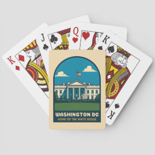 Retro Vintage Reizen Witte Huis Washington DC Pokerkaarten