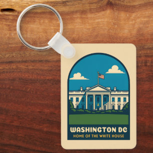 Retro Vintage Reizen Witte Huis Washington DC Sleutelhanger