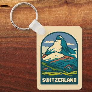 Retro Vintage Reizen Zwitserland Matterhorn Sleutelhanger