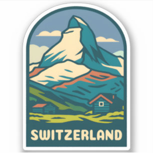 Retro Vintage Reizen Zwitserland Matterhorn Sticker