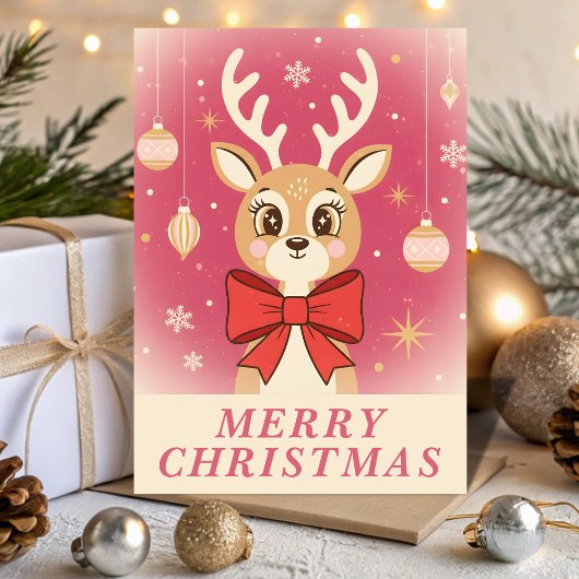 Retro Vintage Rendier Charme Kerstmis Feestdagen Kaart