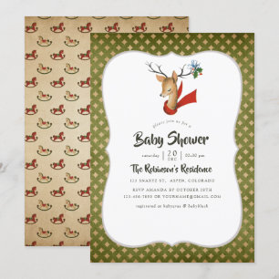 Retro Vintage Rendier Kerst Baby Shower Kaart