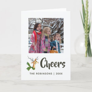 Retro Vintage Rendier Kerst Familie Foto Feestdagen Kaart