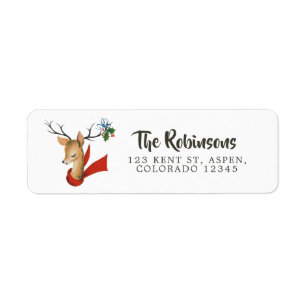 Retro Vintage Rendier Kerstmis Etiket
