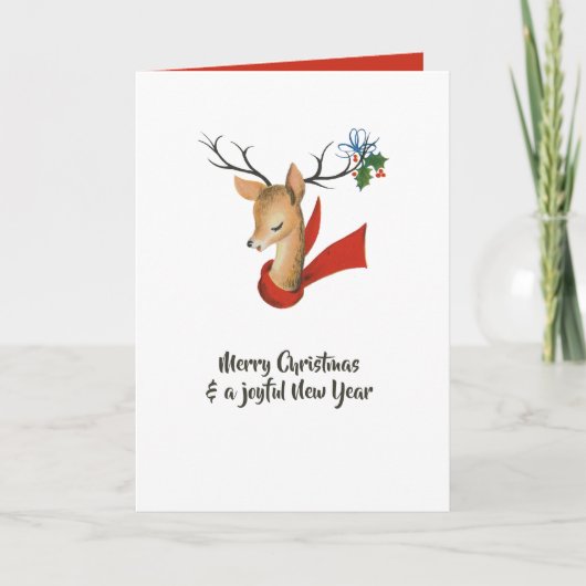 Retro Vintage Rendier Kerstmis Kaart (Voorkant)