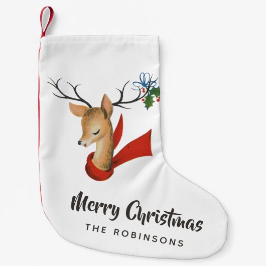Retro Vintage Rendier Kerstmis Kleine Kerstsok (Voorkant)