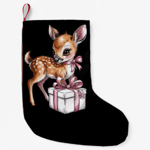 Retro Vintage Rendier Roze Kerst Baby Hert  Kleine Kerstsok