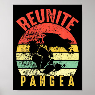 Retro Vintage Reünie Pangea Grappige Aarddag Geolo Poster