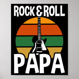 Retro Vintage Rock And Roll Papa Gitaar Vaderdag Poster