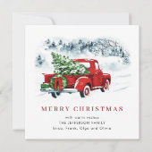 Retro Vintage Rode Boerderij Truck Kerst Groet Feestdagenkaart (Voorkant)