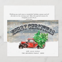 Retro Vintage Rode Boerderij Truck Kerst Groet