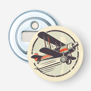 Retro Vintage Rode en Groene Tweedekker Button Flesopener