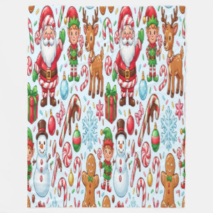 Retro Vintage Rode Suikerstok Wonderland Kerstmis Fleece Deken