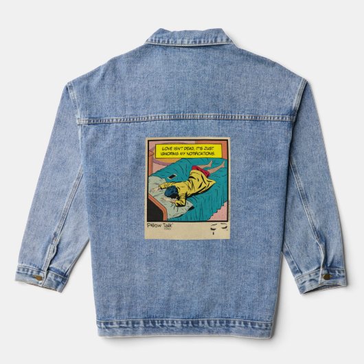 Retro Vintage Romantiek Strip: Pillow Talk Denim Jacket (Achterkant)