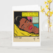 Retro Vintage Romantische Strip: Pillow Talk Kaart (Gele Bloem)
