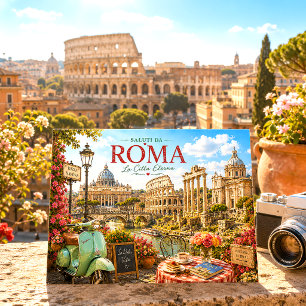 Retro Vintage Rome Populaire Bestemming Feestdagenkaart