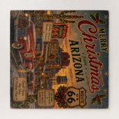 Retro Vintage Route 66 Kerstmis Arizona Legpuzzel (Horizontaal)