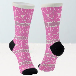 Retro vintage roze bloem uit de jaren 70 sokken