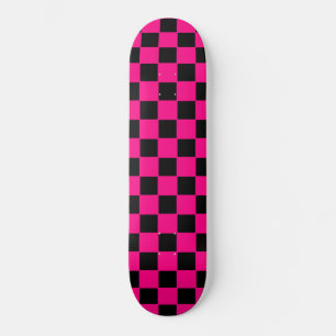 Retro Vintage Roze en Zwarte Schaken Skateboard