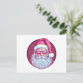 Retro vintage roze kerstman feestdagenkaart (Staand voorkant)
