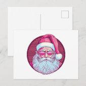Retro vintage roze kerstman feestdagenkaart (Voorkant / Achterkant)