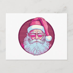 Retro vintage roze kerstman feestdagenkaart