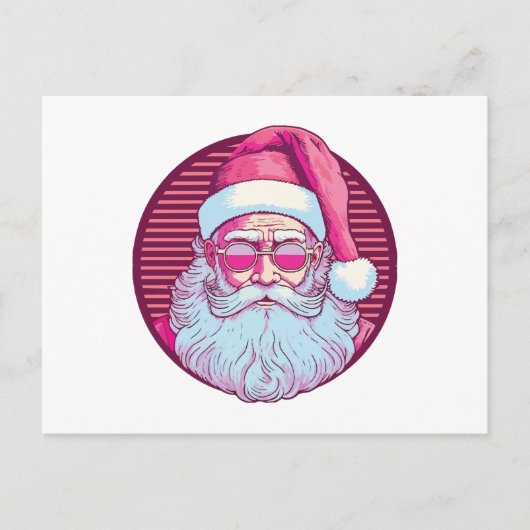 Retro vintage roze kerstman feestdagenkaart (Voorkant)