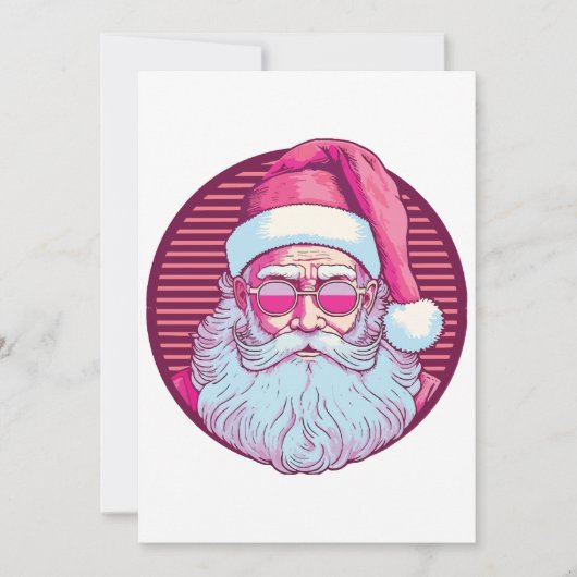 Retro vintage roze kerstman kaart (Voorkant)