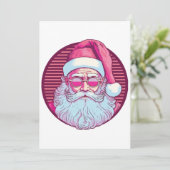 Retro vintage roze kerstman kaart (Staand voorkant)