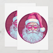 Retro vintage roze kerstman kaart (Voorkant / Achterkant)