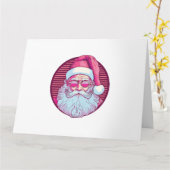 Retro vintage roze kerstman kaart (Gele Bloem)