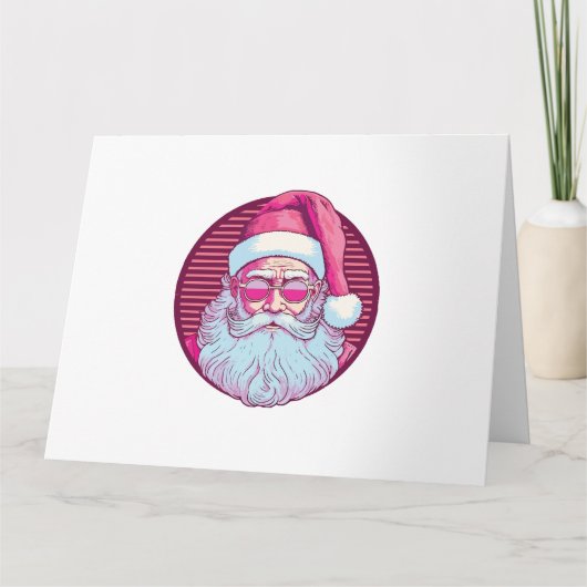 Retro vintage roze kerstman kaart (Voorkant)