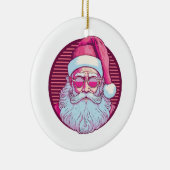 Retro vintage roze kerstman keramisch ornament (Rechts)