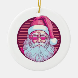 Retro vintage roze kerstman keramisch ornament