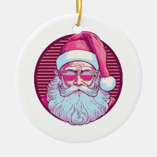 Retro vintage roze kerstman keramisch ornament (Voorkant)