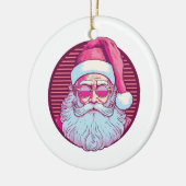 Retro vintage roze kerstman keramisch ornament (Links)