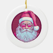 Retro vintage roze kerstman keramisch ornament (Achterkant)