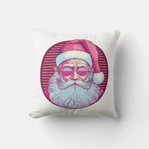 Retro vintage roze kerstman kussen