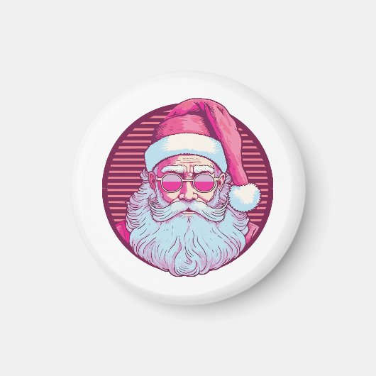 Retro vintage roze kerstman  magneet (Voorkant)