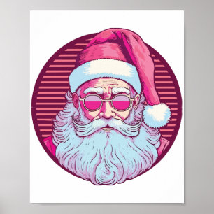 Retro vintage roze kerstman poster