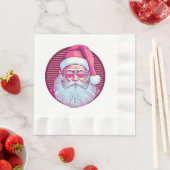 Retro vintage roze kerstman servet (Insitu)