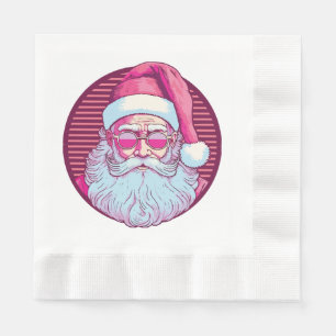 Retro vintage roze kerstman  servet