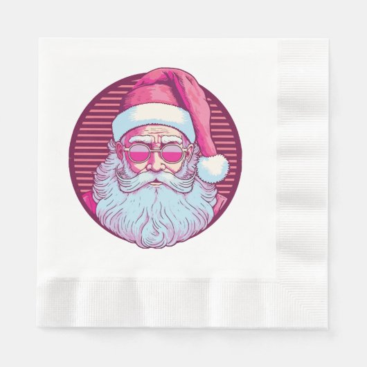 Retro vintage roze kerstman servet (Voorkant)