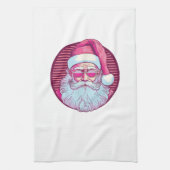 Retro vintage roze kerstman theedoek (Verticaal)